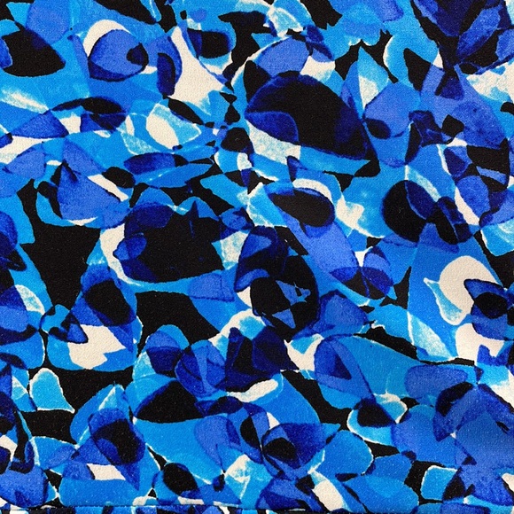 London Style Collection Blue Print Stretchy Faux Wrap Dress, Size 4 - Picture 10 of 13